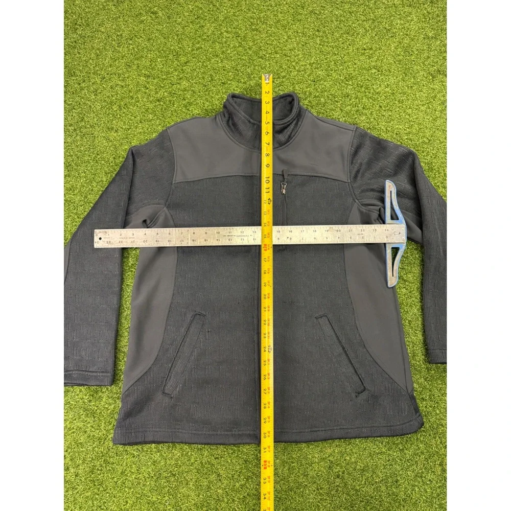 Swiss Tech Mens 1X Full Zip Fleece Lined Hybrid Knit Jacket Black Gray Mock Neck